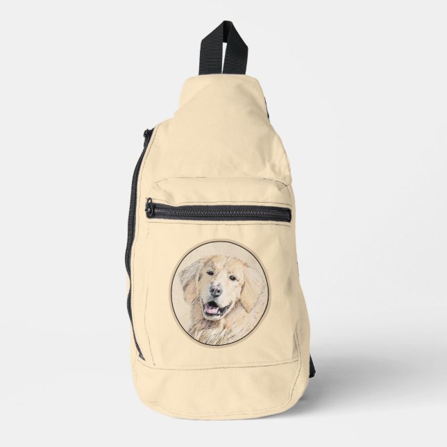 Golden Retriever Painting Cute Original Dog Art Sling Bag (Front)