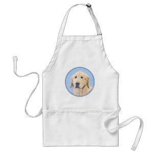 Golden Retriever Painting - Cute Original Dog Art Standard Apron