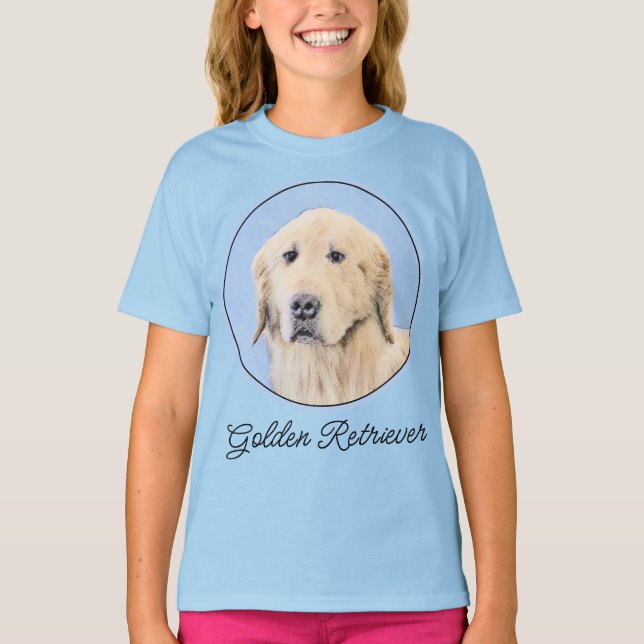 Golden Retriever Painting - Cute Original Dog Art  T-Shirt (Front)