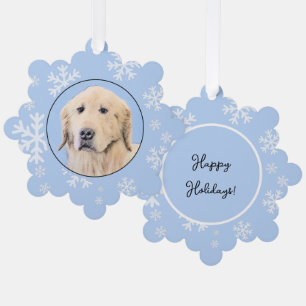 Golden Retriever Painting - Cute Original Dog Art Tree Decoration Card