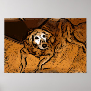 Golden Retriever Painting Poster