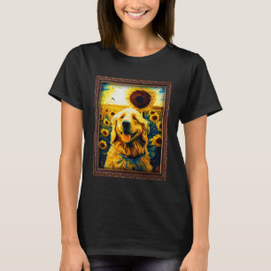 Golden Retriever Painting Sunflower Flower Mum Wom T-Shirt