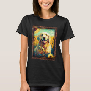 Golden Retriever Painting Sunflower Flower Mum Wom T-Shirt