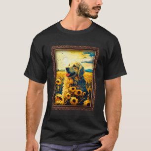 Golden Retriever Painting Sunflower Flower Mum Wom T-Shirt