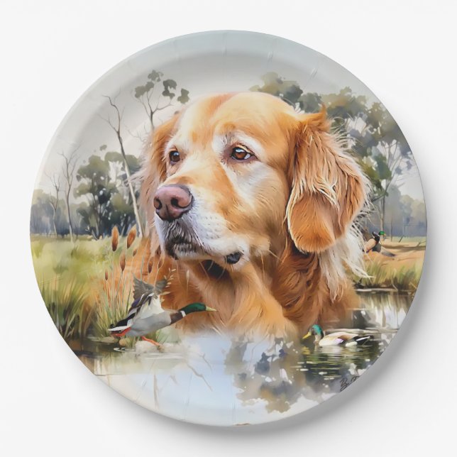 Golden Retriever Paper Plate (Front)
