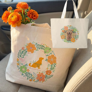 Golden Retriever Pastel Orange Personalized Large Tote Bag