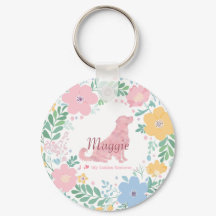 Golden Retriever Pastel Pink Flower Wreath