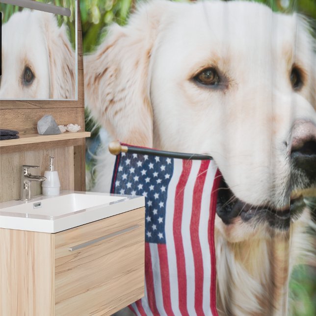 Golden Retriever Patriotic Dog Shower Curtain (Creator Uploaded)