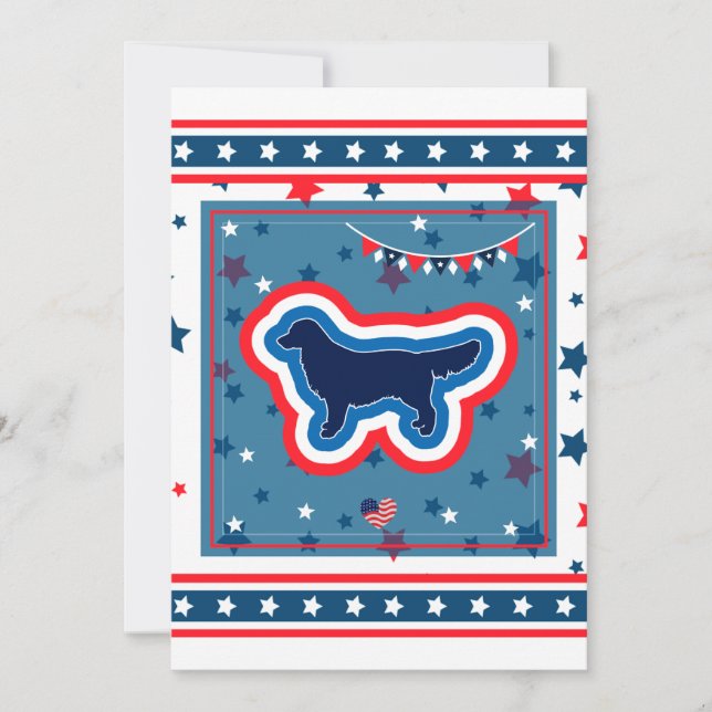 Golden Retriever Patriotic Red White Blue 4th July Holiday Card (Front)