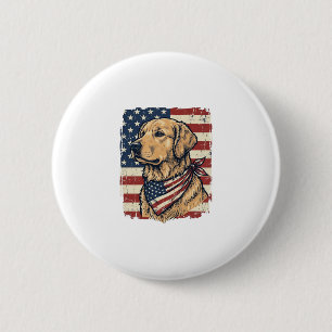 Golden Retriever Patriotic Vintage Vector Design_1 6 Cm Round Badge