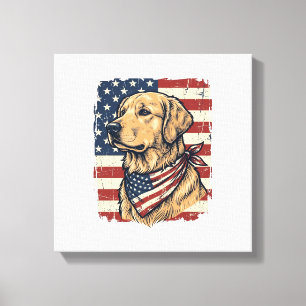 Golden Retriever Patriotic Vintage Vector Design_1 Canvas Print