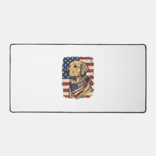Golden Retriever Patriotic Vintage Vector Design_1 Desk Mat