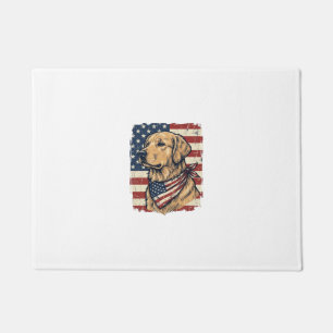 Golden Retriever Patriotic Vintage Vector Design_1 Doormat