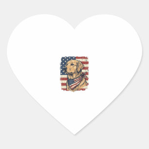 Golden Retriever Patriotic Vintage Vector Design_1 Heart Sticker