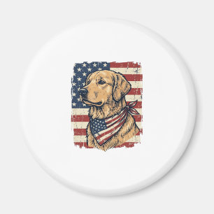 Golden Retriever Patriotic Vintage Vector Design_1 Magnet