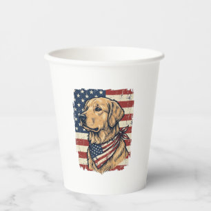 Golden Retriever Patriotic Vintage Vector Design_1 Paper Cups