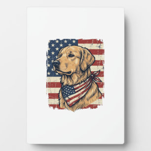Golden Retriever Patriotic Vintage Vector Design_1 Plaque