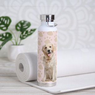 Golden Retriever Pawprints Water Bottle