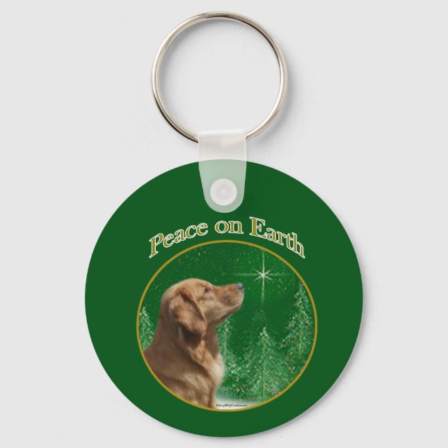 Golden Retriever Peace Key Ring (Front)
