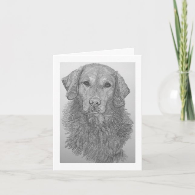 Golden Retriever Pencil Art Notecard (Front)