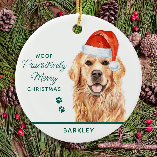 Golden Retriever Personalised Dog Merry Christmas Ceramic Tree Decoration (Creator Uploaded)