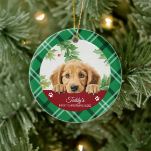 Golden Retriever Personalised First Christmas Ceramic Tree Decoration