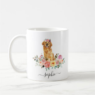 Golden Retriever Personalised  Floral  Coffee Mug