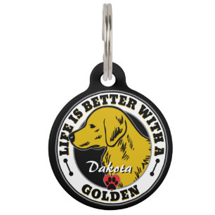Golden Retriever Personalised Life Is Better Pet Tag