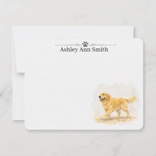 Golden Retriever Personalised Note Card Stationery