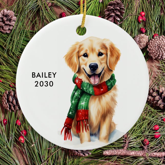 Golden Retriever Personalized Dog Lover Christmas  Ceramic Tree Decoration (Creator Uploaded)