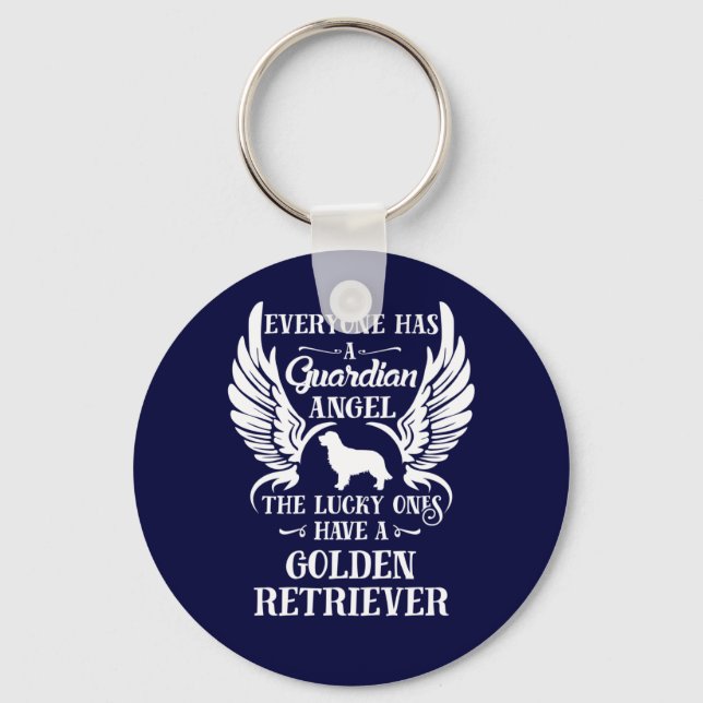 Golden Retriever pet dog guardian angel Key Ring (Front)