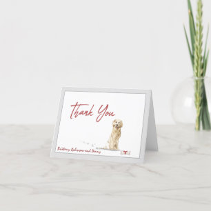 Golden Retriever Pet Dog Personalise Bone Ribbon   Thank You Card