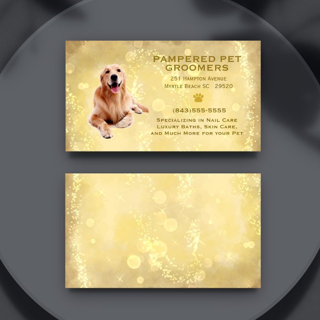 Golden Retriever Pet Groomer Spa  Business Card (Creator Uploaded)