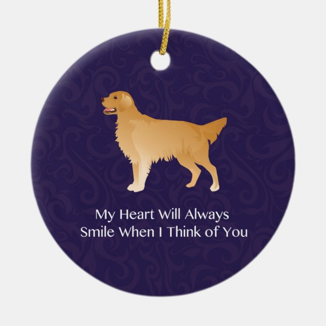 Golden Retriever - Pet Memorial- Thinking of You Ceramic Tree Decoration (Front)