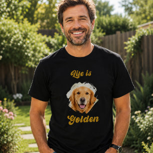 Golden Retriever Photo Life Is Golden Black Gold T-Shirt