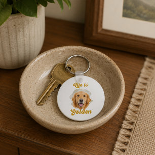Golden Retriever Photo Life Is Golden Key Ring