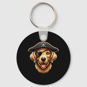 Golden Retriever Pirate Dog Halloween Party Key Ring