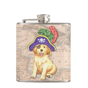 Golden Retriever Pirate Hip Flask