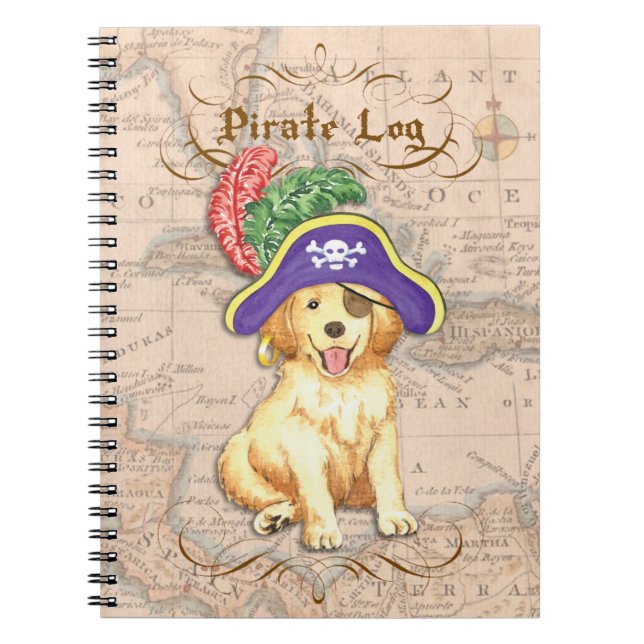 Golden Retriever Pirate Notebook (Front)