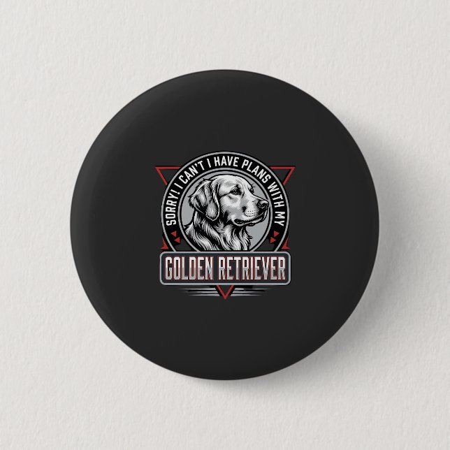 Golden Retriever Plans Dog Badge Design (Front)