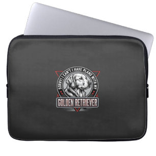 Golden Retriever Plans Dog Badge Design Laptop Sleeve