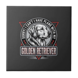 Golden Retriever Plans Dog Badge Design Tile
