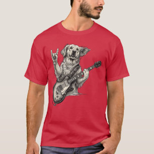 Golden Retriever Playing Guitar Rock Music Dog Mom T-Shirt