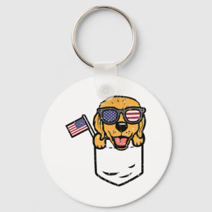 Golden Retriever Pocket American Usa 4th Of July F Key Ring