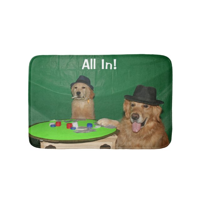 Golden Retriever Poker Pups Bath Mat (Front)