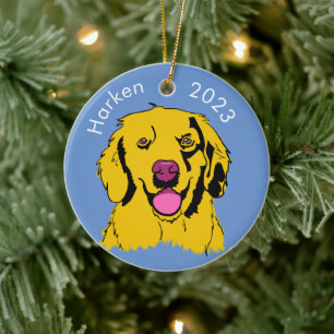 Golden Retriever Pop Art Ceramic Tree Decoration