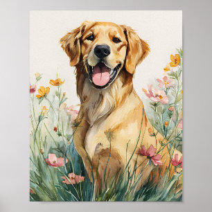 Golden Retriever Portrait Poster – Watercolor Dog