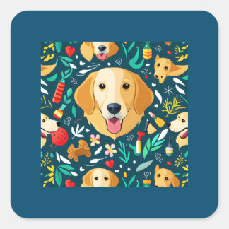 Golden Retriever postcard Square Sticker