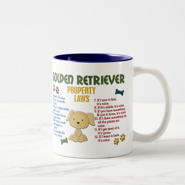 Golden Retriever Property Laws 4 Two-Tone Coffee Mug (Right)