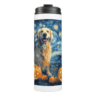 Golden Retriever Pumpkin Starry Night Dog Mom Van  Thermal Tumbler